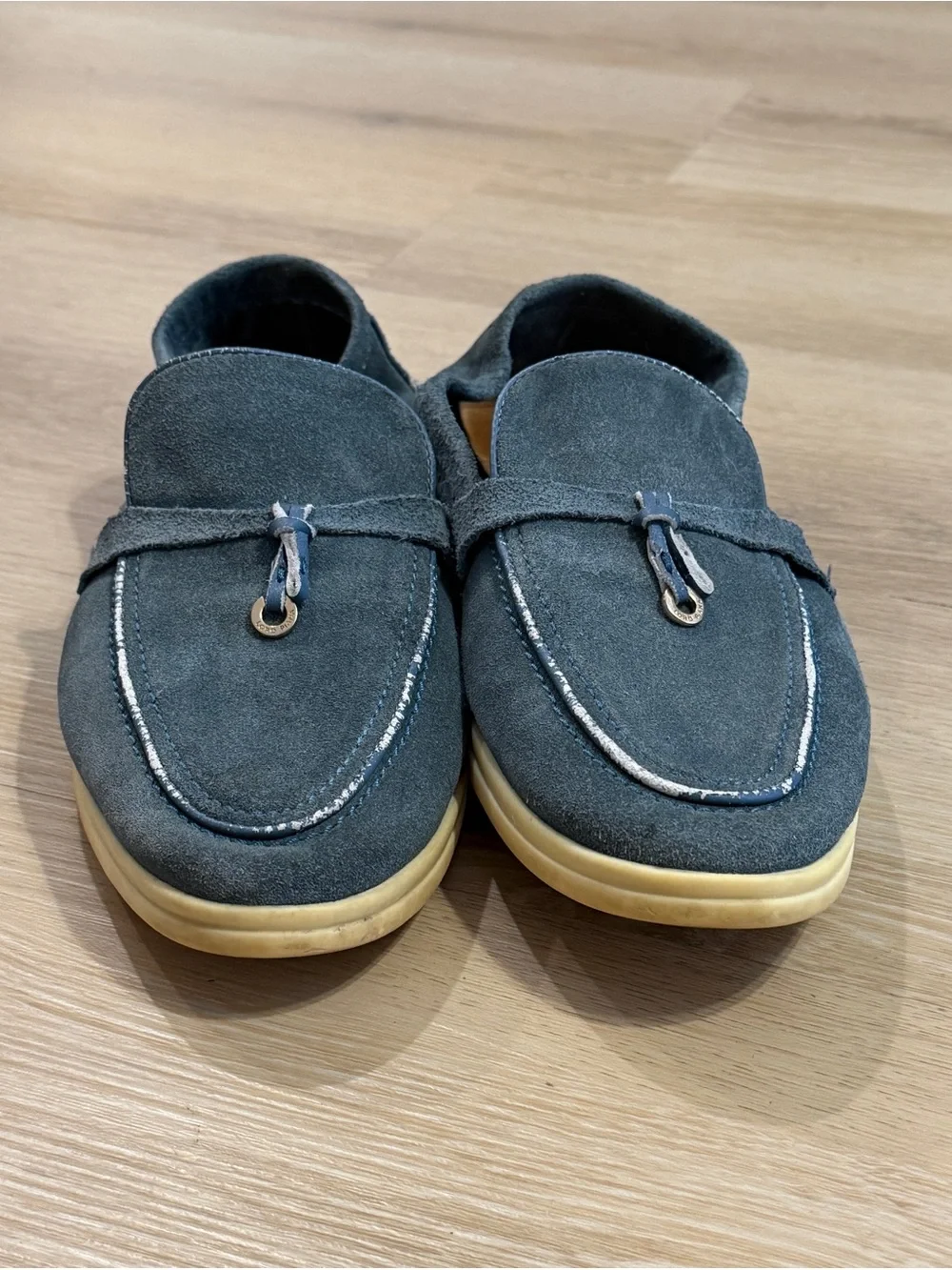 Loro Piana Teal Suede Tassel Loafers